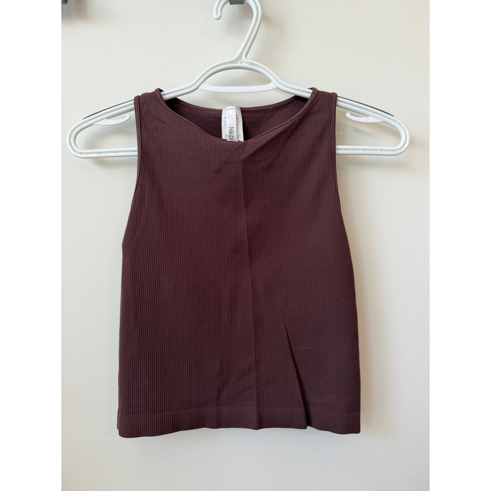 Nikibiki Ribbed Seamless Tank Top Brown NS7539 One Size Made in USA Sleeveless